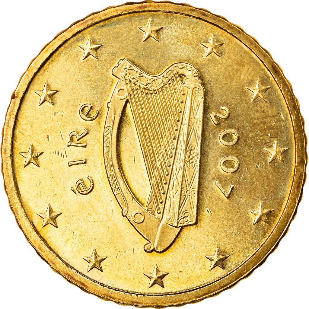 IRELAND REPUBLIC, 50 Euro Cent, 2007, Sandyford, MS(63), Brass, KM:49