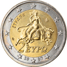 Greece, 2 Euro, 2007, Athens, MS(63), Bi-Metallic, KM:215