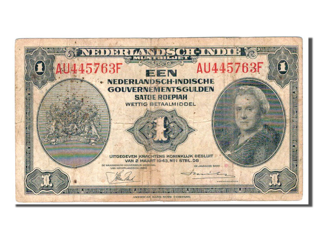 Netherlands Indies, 1 Gulden, 1943, KM #111a, VF(20-25), AU