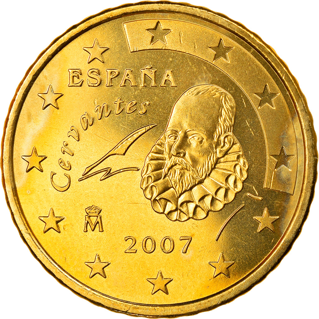 Spagna, 50 Euro Cent, 2007, Madrid, SPL, Ottone, KM:1072