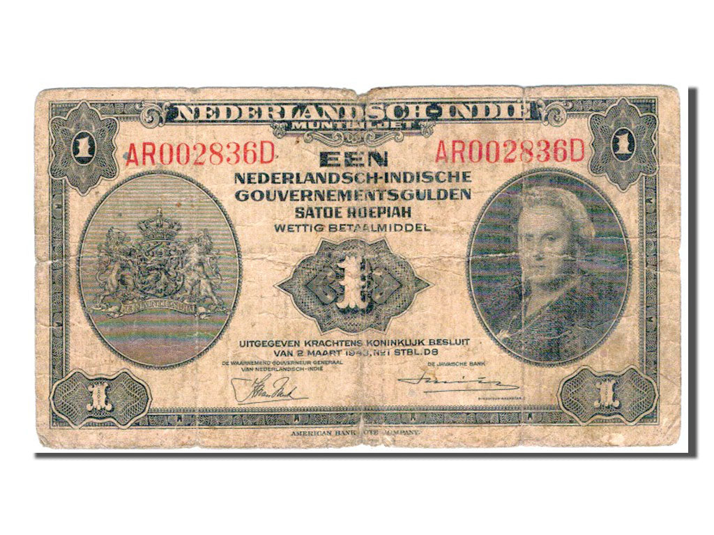 Netherlands Indies, 1 Gulden, 1943, KM #111a, F(12-15), AR