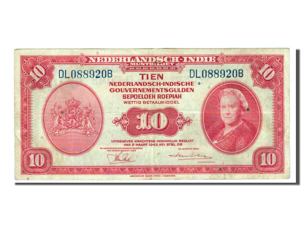 INDIE OLANDESI, 10 Gulden, 1943, BB