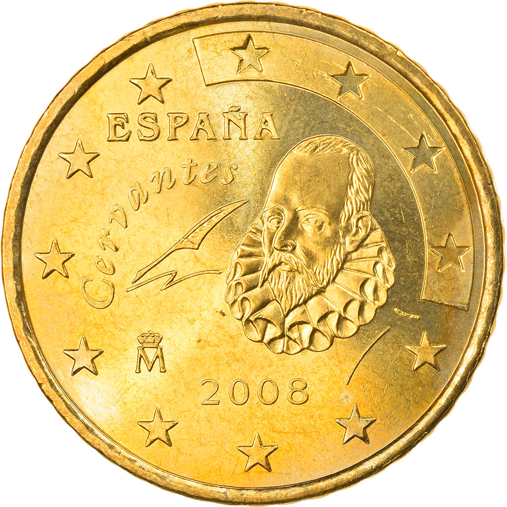 Spain, 50 Euro Cent, 2008, Madrid, MS(63), Brass, KM:1072