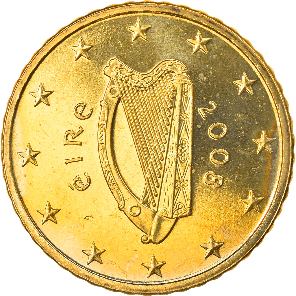 IRELAND REPUBLIC, 50 Euro Cent, 2008, MS(63), Brass, KM:49
