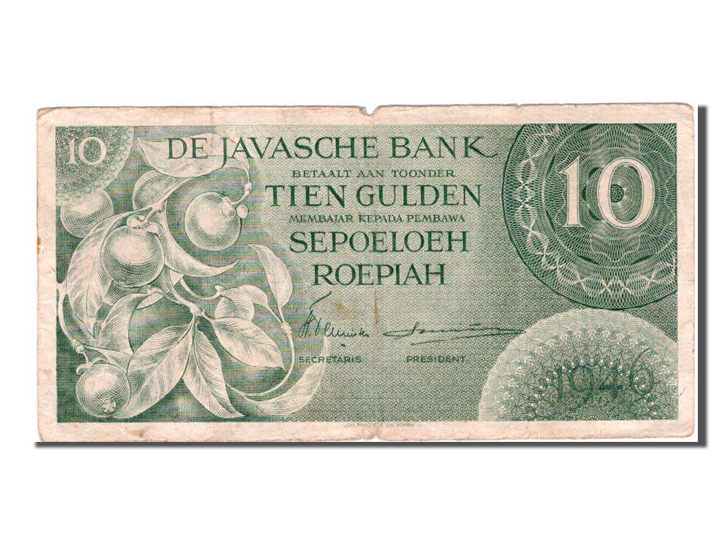 Netherlands Indies, 10 Gulden, 1946, KM #89, VF(30-35), KS