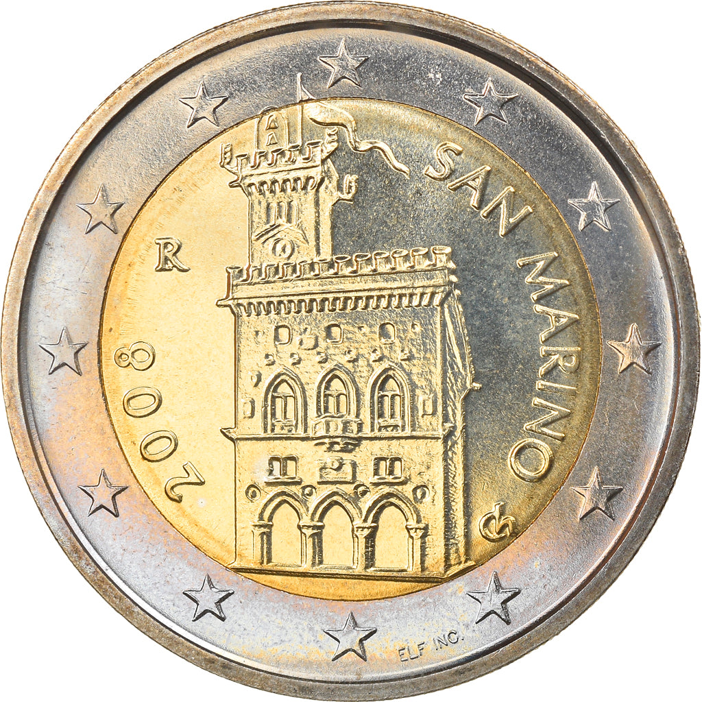 San Marino, 2 Euro, 2008, Rome, MS(63), Bi-Metallic, KM:486