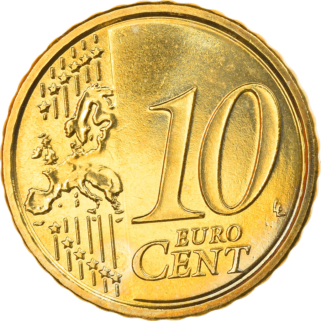 San Marino, 10 Euro Cent, 2008, Rome, MS(63), Brass, KM:482