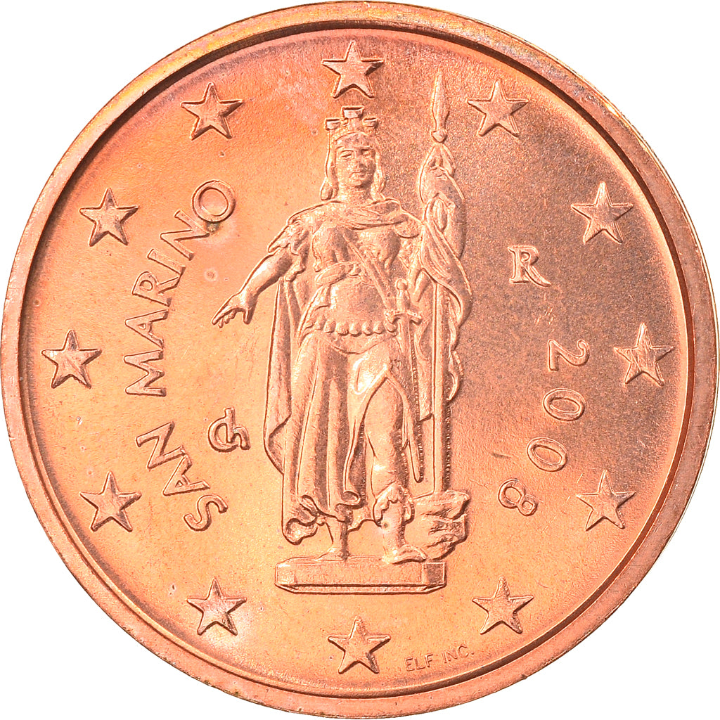 San Marino, 2 Euro Cent, 2008, Rome, MS(63), Copper Plated Steel, KM:441