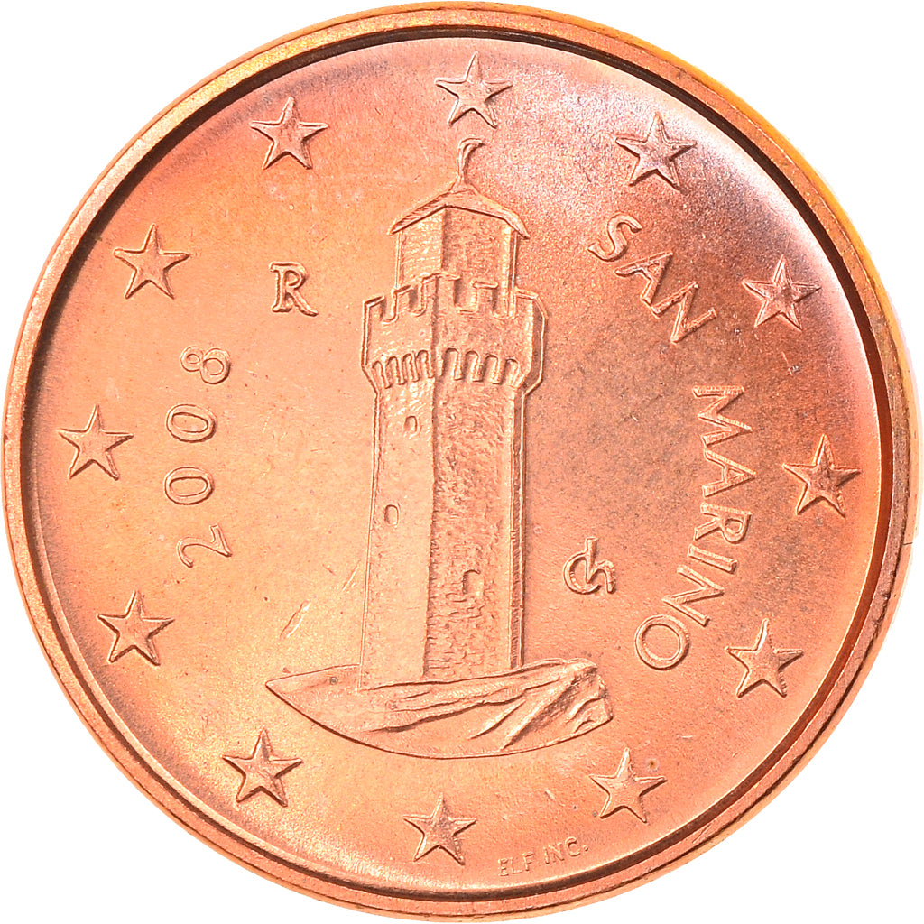 San Marino, Euro Cent, 2008, Rome, MS(63), Copper Plated Steel, KM:440