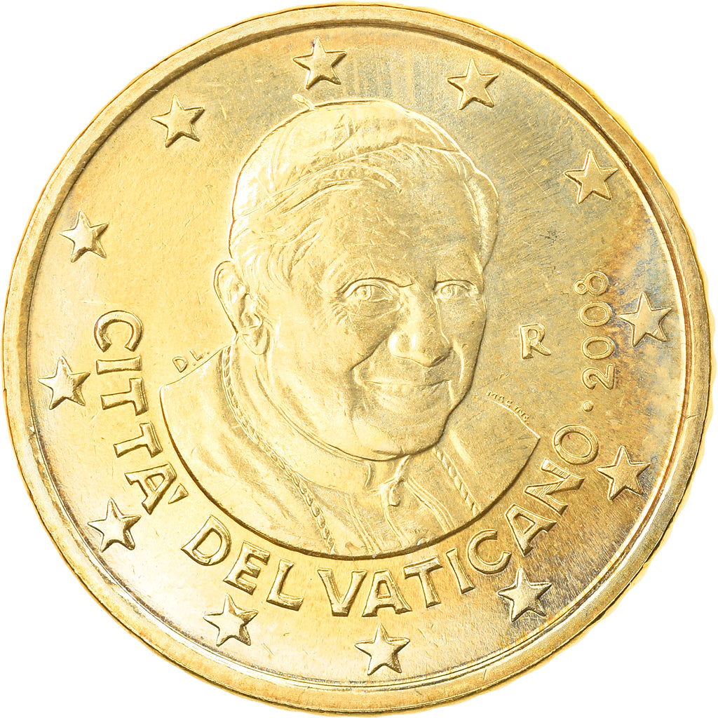 VATICAN CITY, 50 Euro Cent, 2008, Rome, MS(63), Brass, KM:387