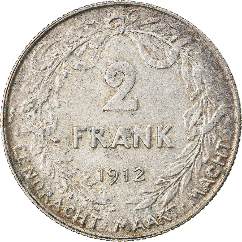 Coin, Belgium, 2 Francs, 2 Frank, 1912, AU(50-53), Silver, KM:75