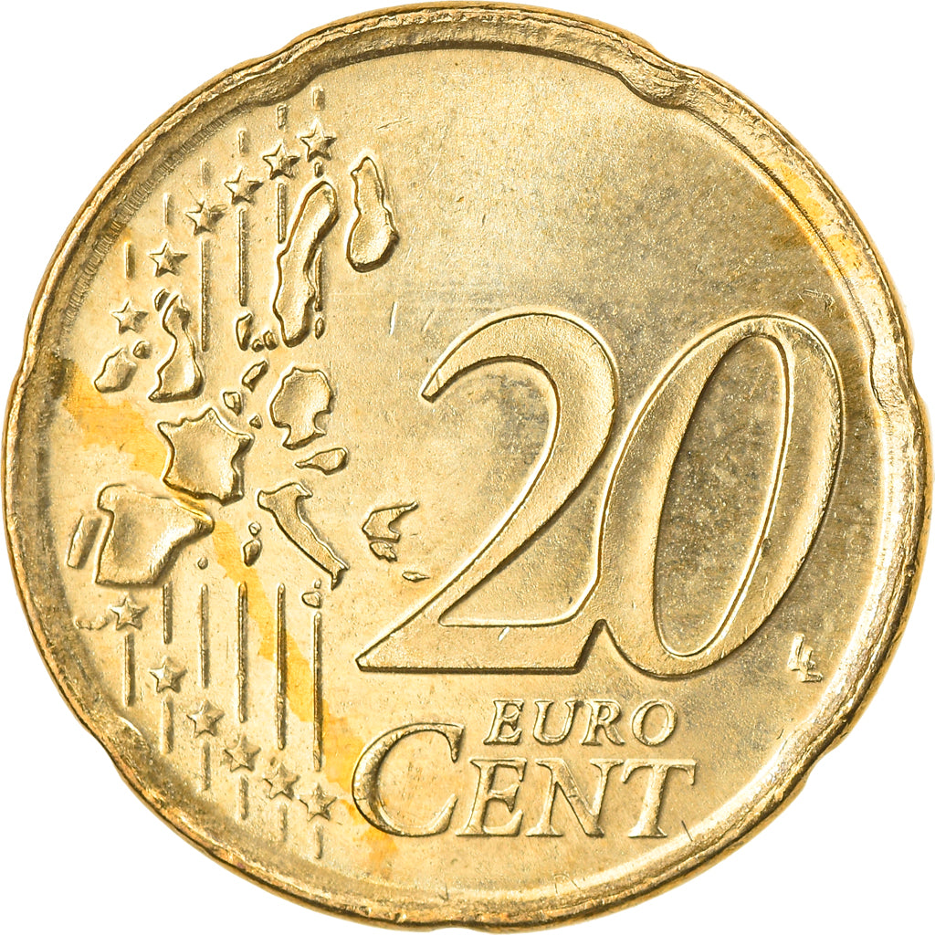 Netherlands, 20 Euro Cent, 2000, Utrecht, AU(50-53), Brass, KM:238