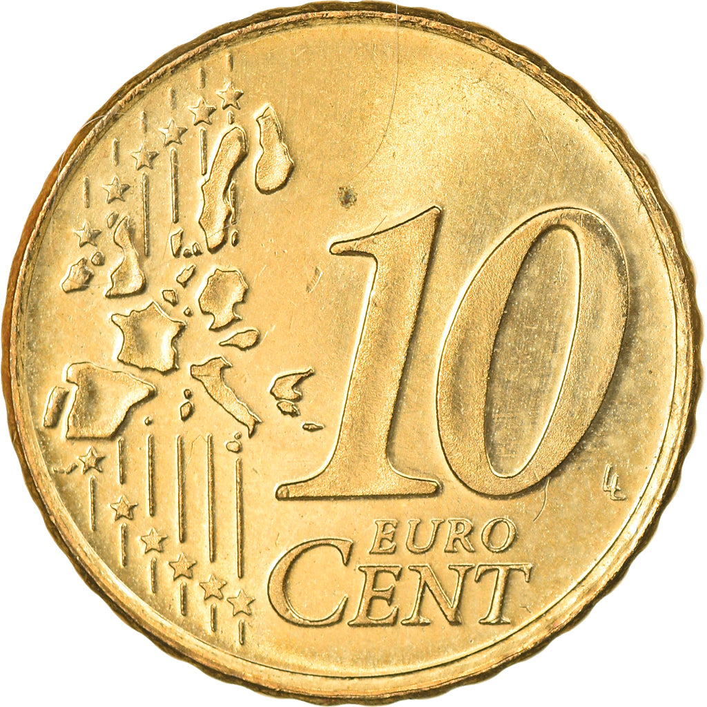Nederland, 10 Euro Cent, 2000, Utrecht, ZF+, Tin, KM:237