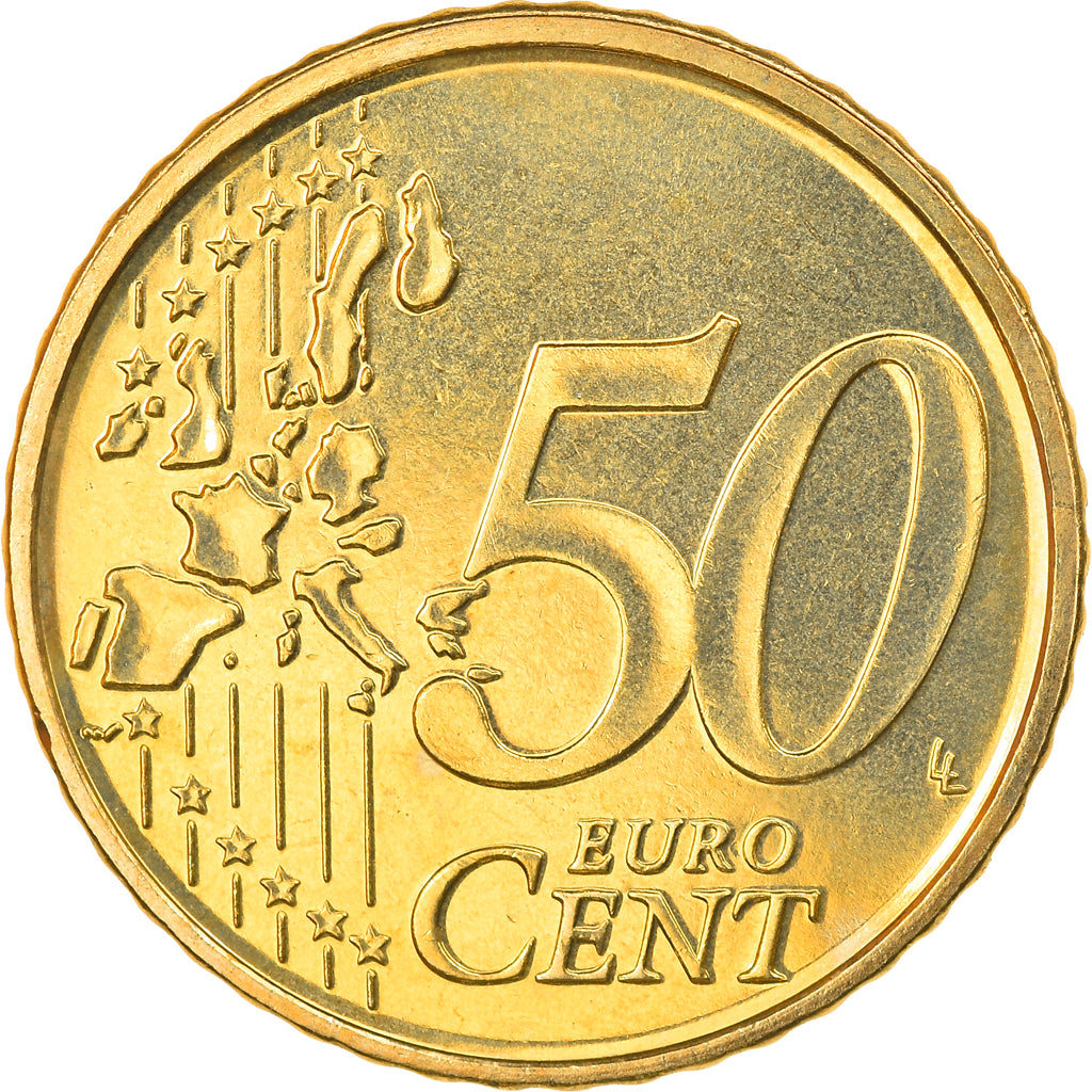 Belgium, 50 Euro Cent, 2001, Brussels, MS(63), Brass, KM:229