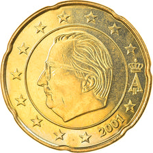 Belgien, 20 Euro Cent, 2001, Brussels, UNZ, Messing, KM:228