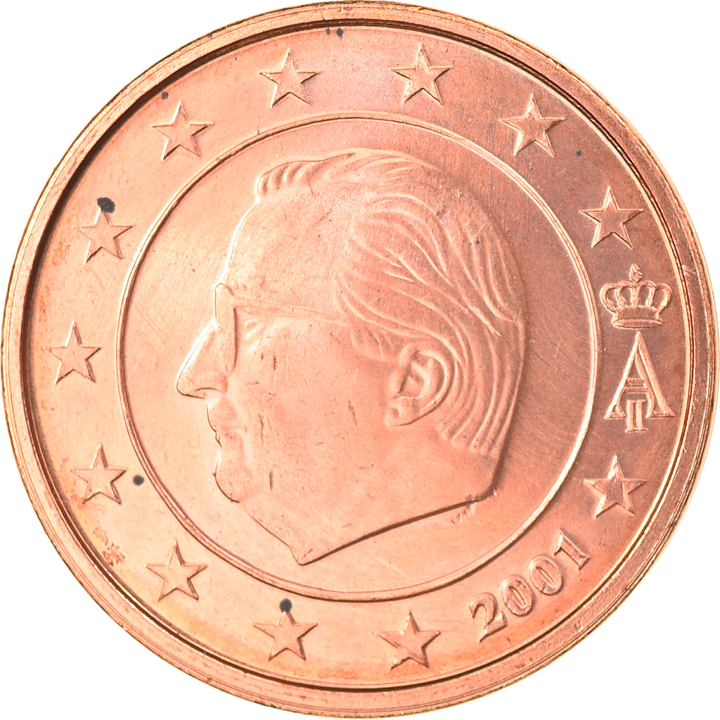 Belgium, 2 Euro Cent, 2001, Brussels, MS(63), Copper Plated Steel, KM:225
