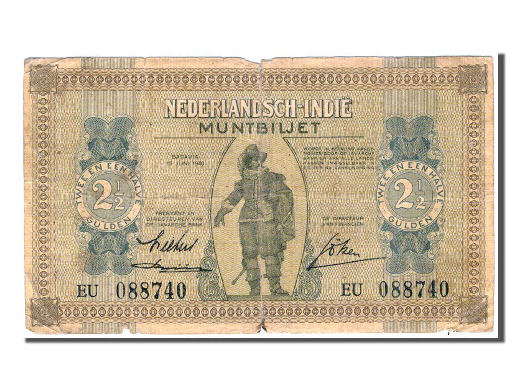Netherlands Indies, 2 1/2 Gulden, 1940, KM #109a, VF(20-25), EU