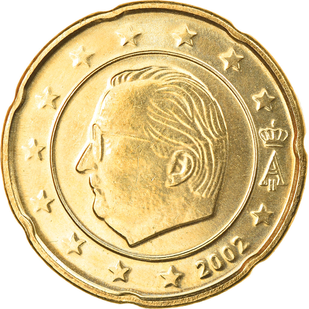 Belgium, 20 Euro Cent, 2002, Brussels, AU(50-53), Brass, KM:228