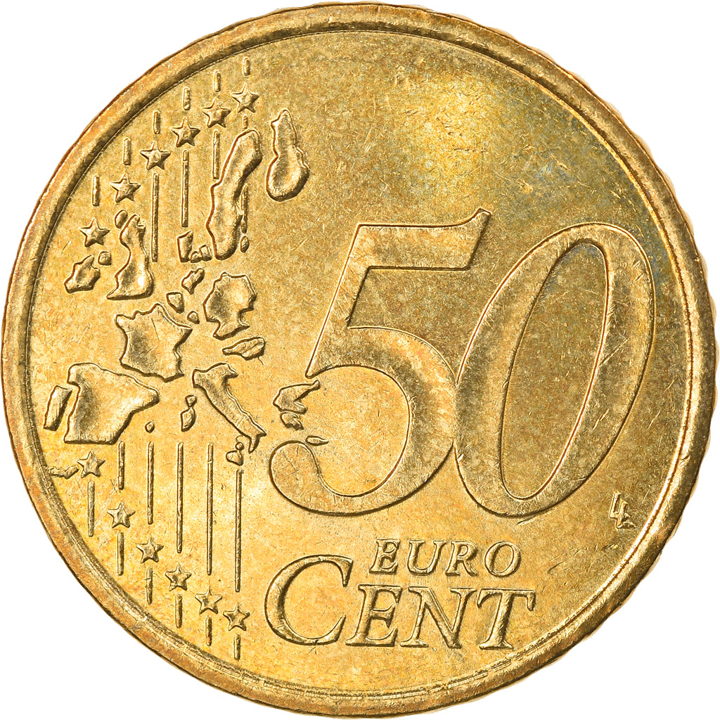 Greece, 50 Euro Cent, 2002, Athens, AU(50-53), Brass, KM:186