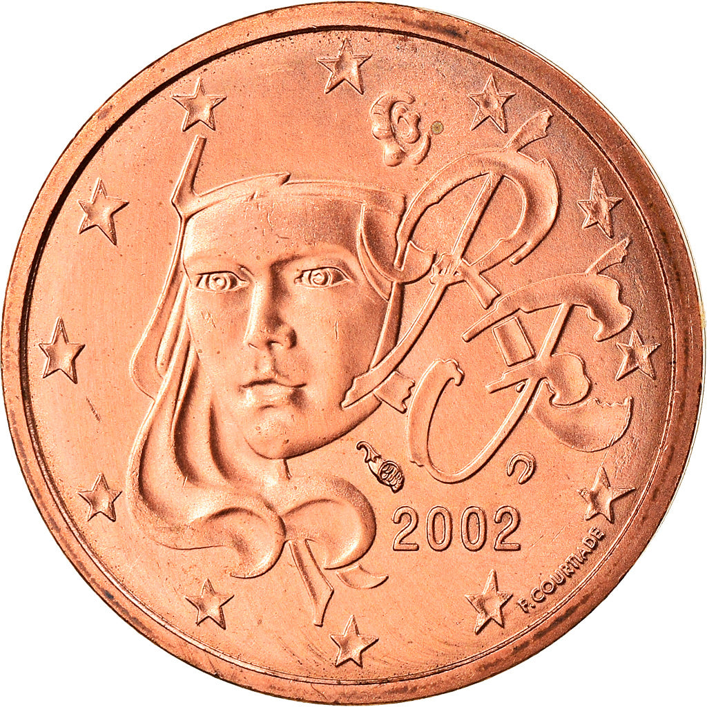France, 2 Euro Cent, 2002, Paris, BU, MS(63), Copper Plated Steel, Gadoury:2