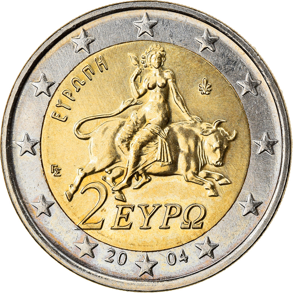 Greece, 2 Euro, 2004, Athens, MS(63), Bi-Metallic, KM:188