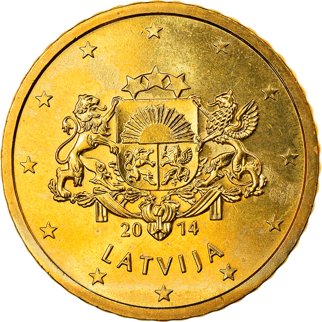 Latvia, 50 Euro Cent, 2014, Stuttgart, MS(63), Brass, KM:155