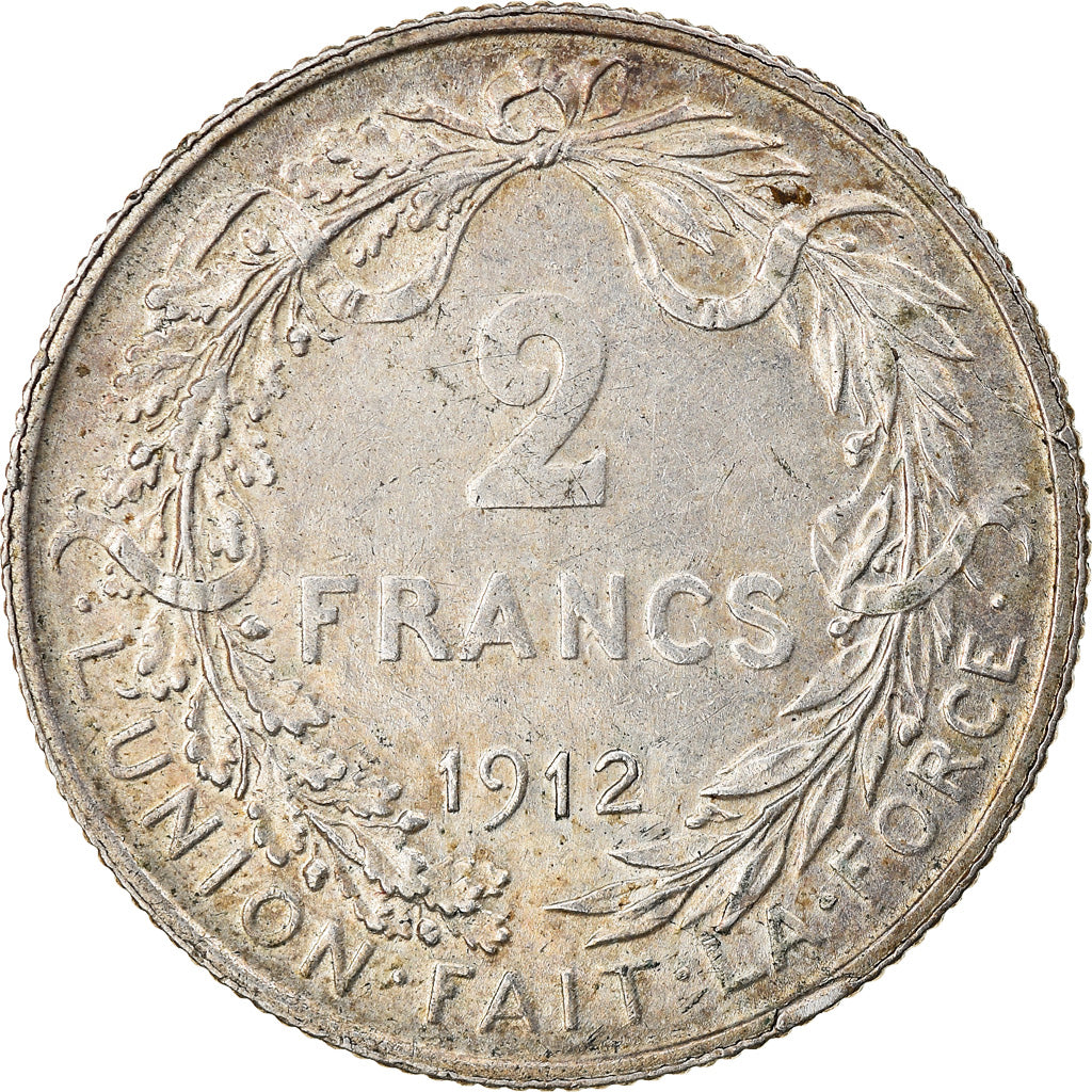 Coin, Belgium, 2 Francs, 2 Frank, 1912, EF(40-45), Silver, KM:74