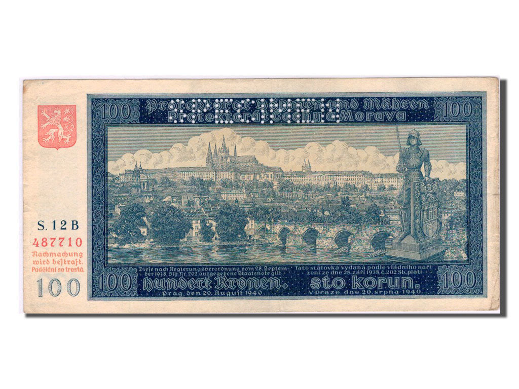 Banconote, Boemia e Moravia, 100 Korun, 1940, BB