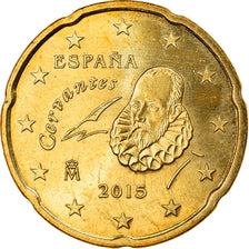 Spain, 20 Euro Cent, 2015, AU(50-53), Brass, KM:New