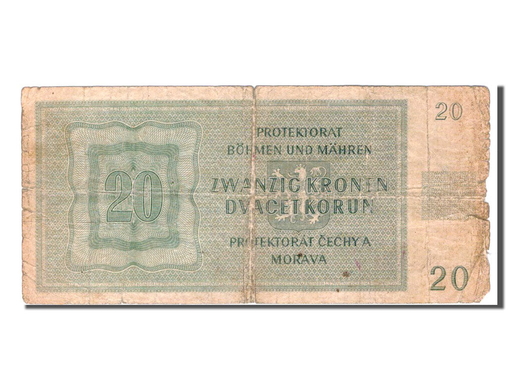 Bohemia and Moravia, 20 Korun, 1944, KM #9a, F(12-15), S20H