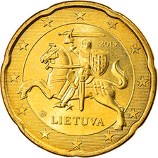 Lithuania, 20 Euro Cent, 2015, MS(63), Brass, KM:New