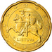 Lithuania, 20 Euro Cent, 2015, MS(63), Brass, KM:New
