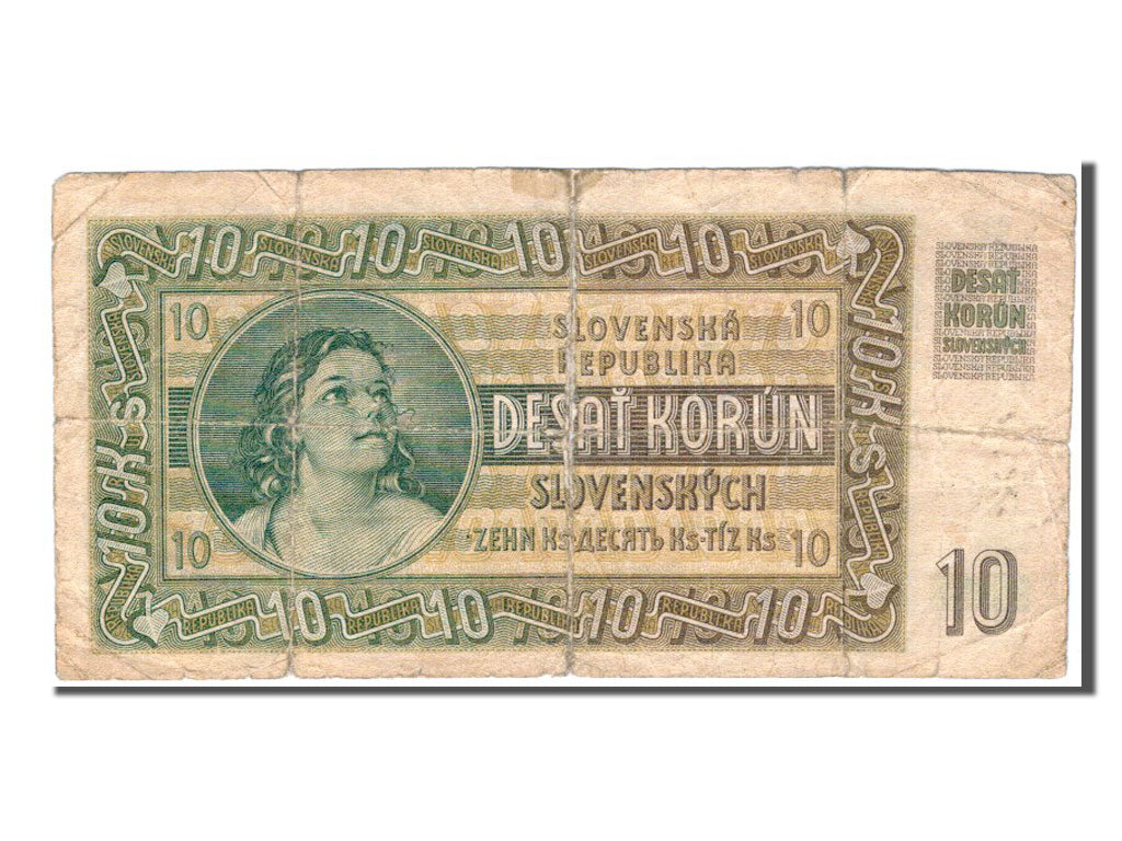 Slovakia, 10 Korun, 1939, KM #4a, VG(8-10), AB1