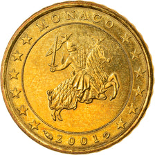 Monaco, 10 Euro Cent, 2001, Paris, EF(40-45), Brass, Gadoury:MC175, KM:170