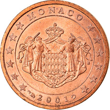 Monaco, 2 Euro Cent, ARMES des GRIMALDI, 2001, Paris, EF(40-45), Copper Plated