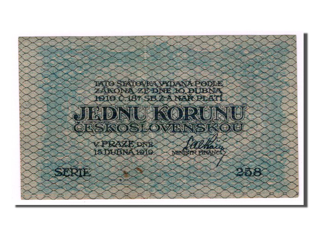 Cecoslovacchia, 1 Koruna, 1919, BB