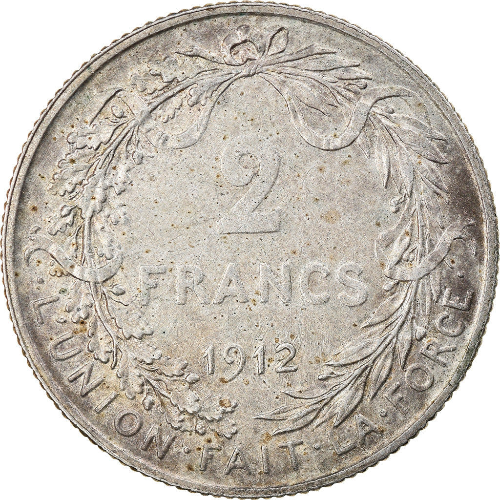 Coin, Belgium, 2 Francs, 2 Frank, 1912, EF(40-45), Silver, KM:74