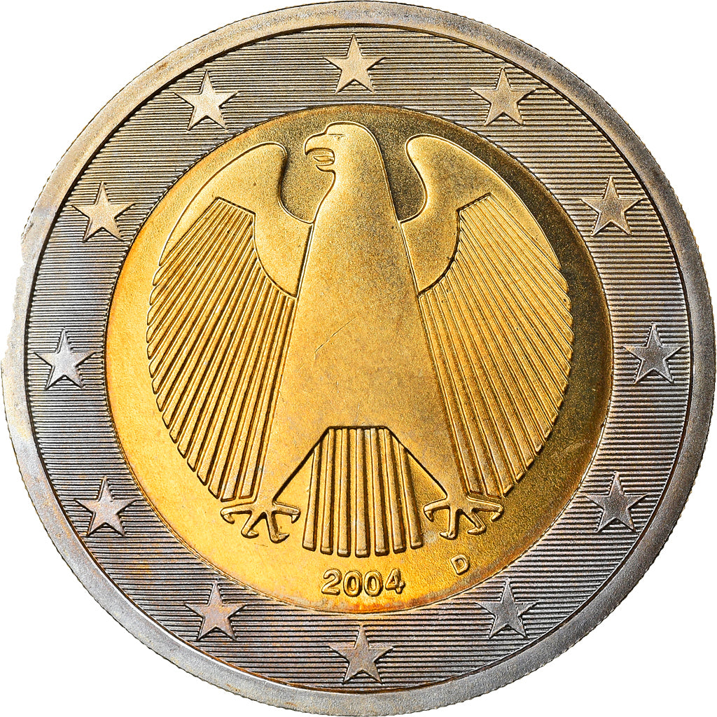 GERMANY - FEDERAL REPUBLIC, 2 Euro, 2004, Munich, MS(63), Bi-Metallic, KM:214