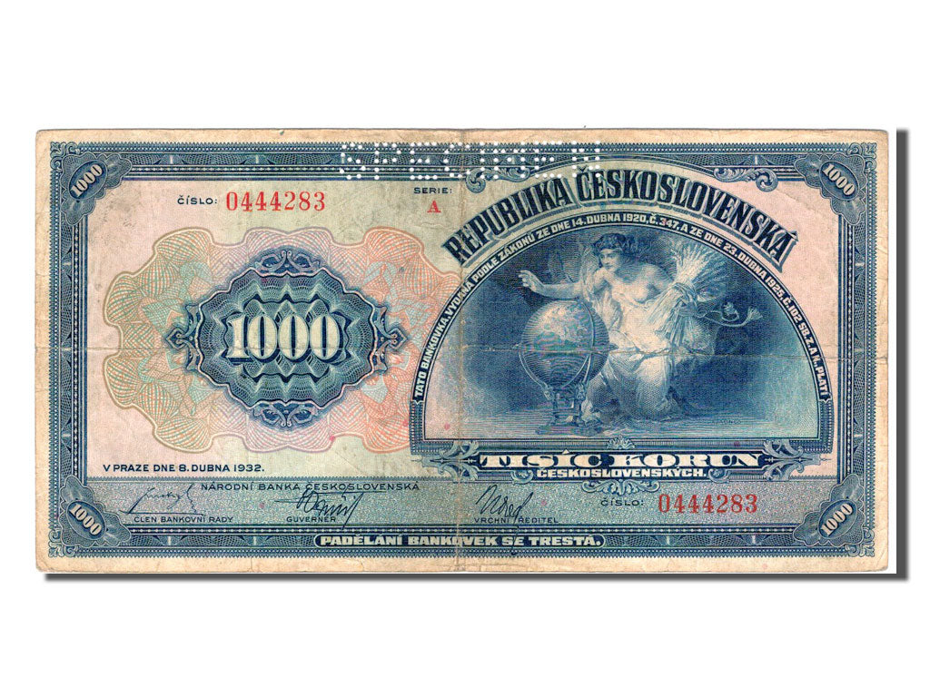 Czechoslovakia, 1000 Korun, 1932, KM #25s, VF(30-35), A