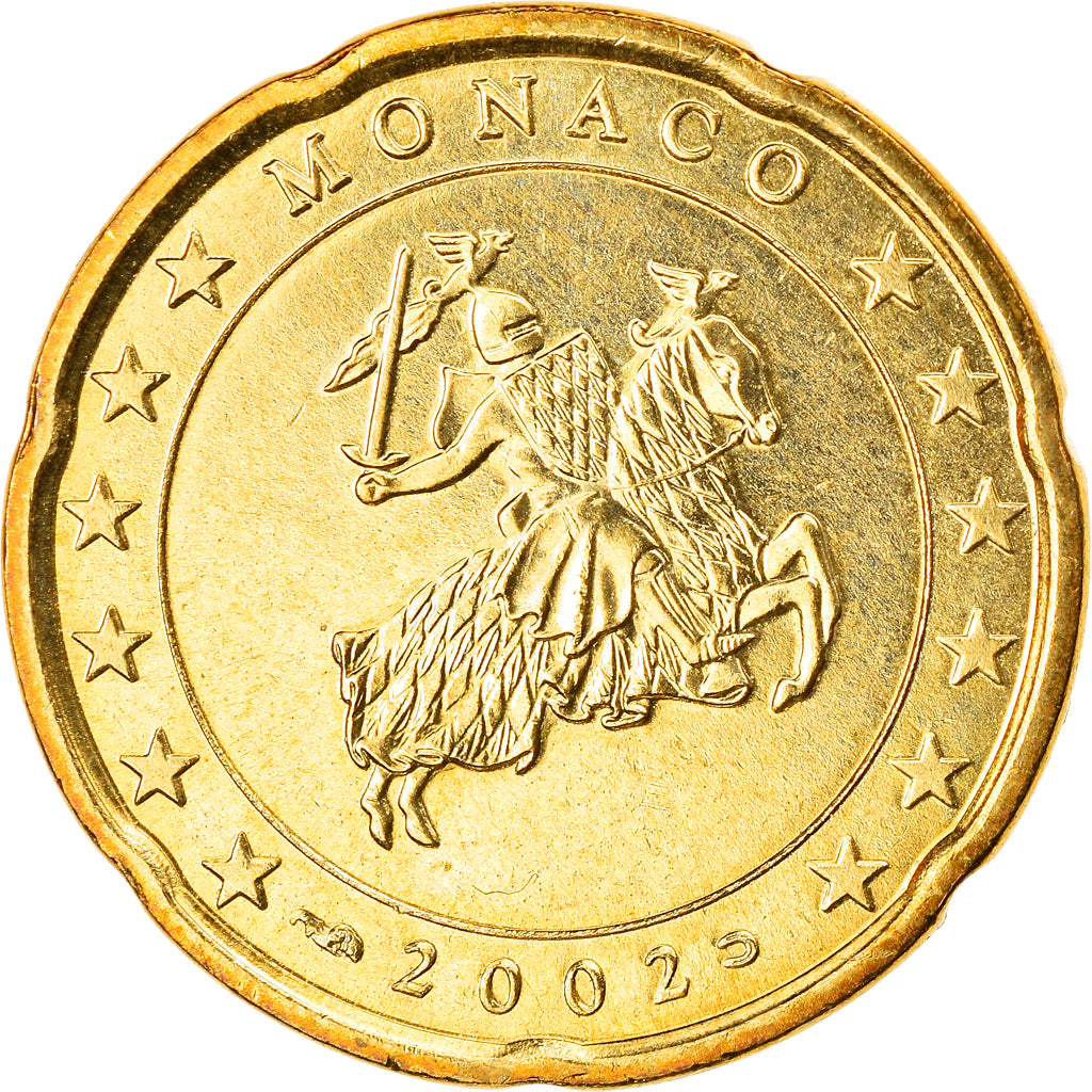 Monaco, 20 Euro Cent, 2002, Paris, SPL, Ottone, KM:171