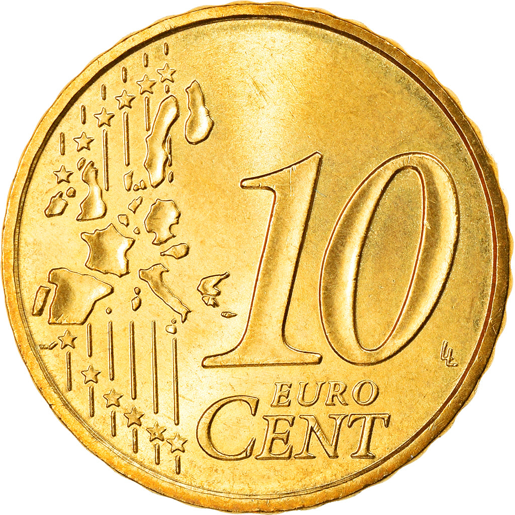 Monaco, 10 Euro Cent, 2002, Paris, MS(63), Brass, KM:170