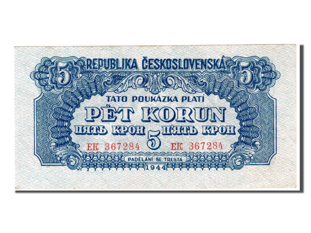 Banknote, Czechoslovakia, 5 Korun, 1944, UNC(63)