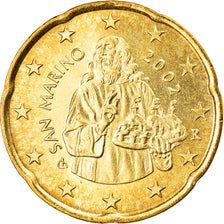 San Marino, 20 Euro Cent, 2002, Rome, MS(63), Brass, KM:444