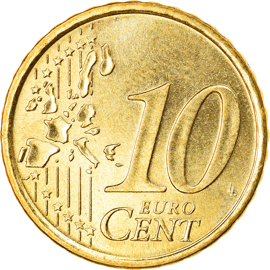 San Marino, 10 Euro Cent, 2002, Rome, MS(63), Brass, KM:443