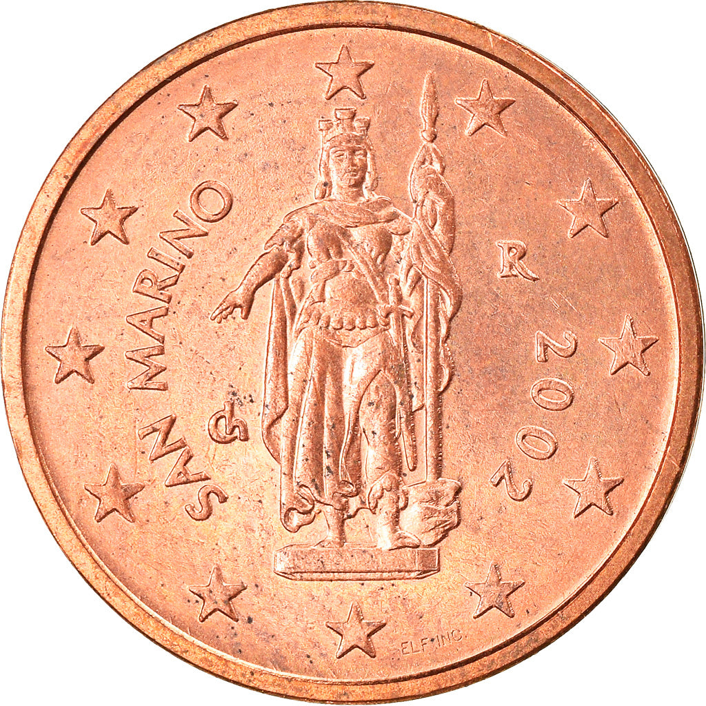 San Marino, 2 Euro Cent, 2002, Rome, MS(63), Copper Plated Steel, KM:441