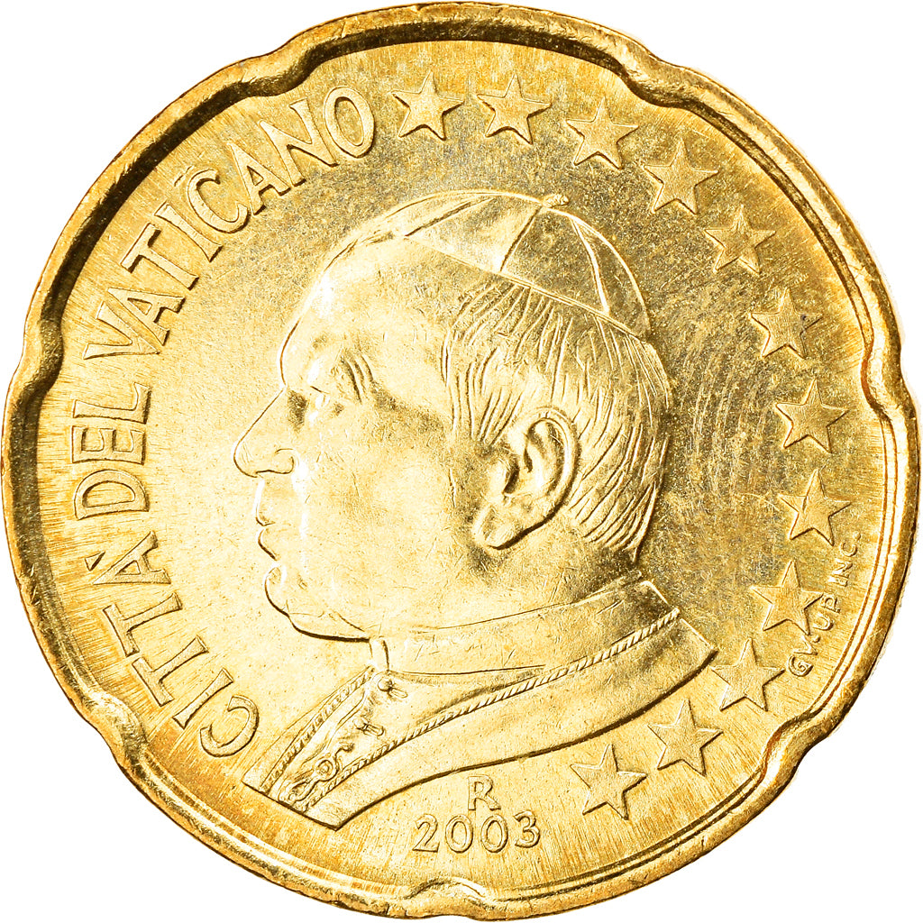 VATICAN CITY, 20 Euro Cent, 2003, Rome, MS(63), Brass, KM:345