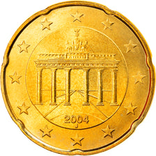 GERMANY - FEDERAL REPUBLIC, 20 Euro Cent, 2004, Hambourg, MS(63), Brass, KM:211