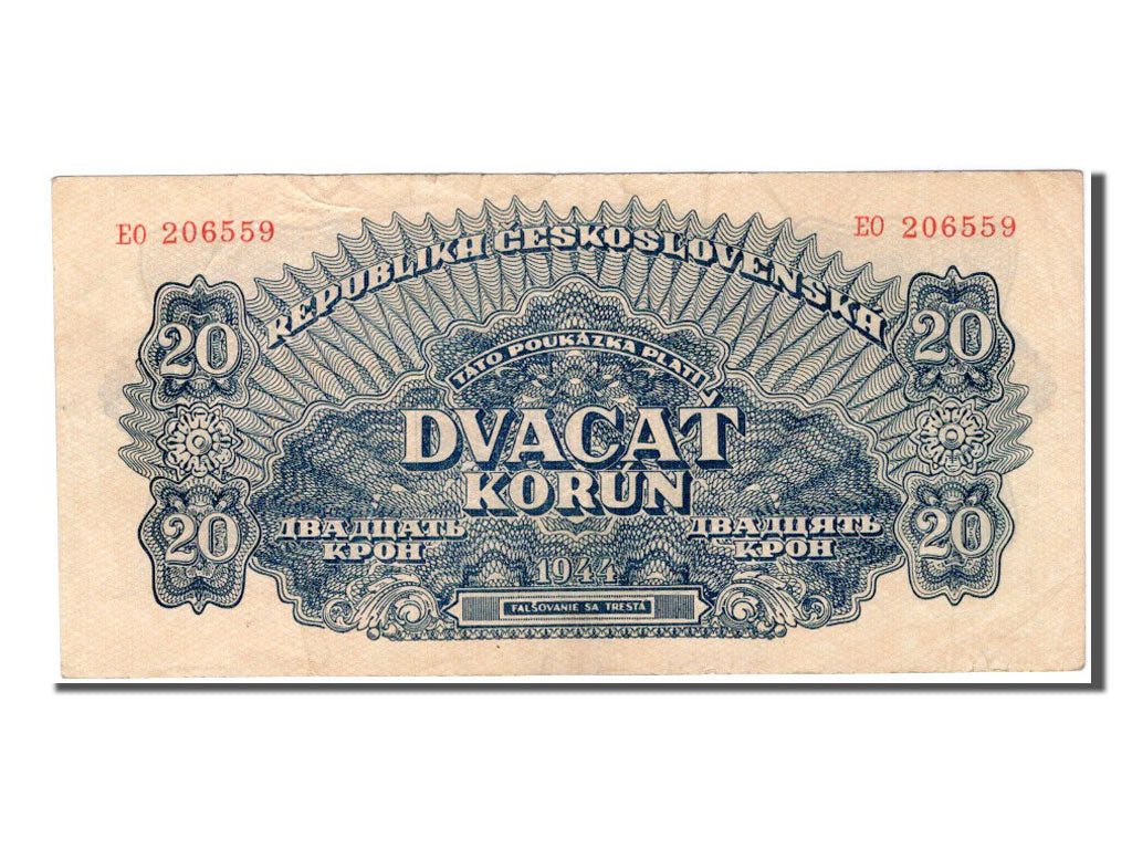 Czechoslovakia, 20 Korun, 1944, KM #47a, EF(40-45), EO