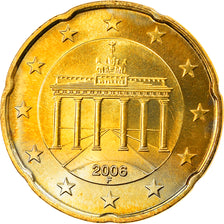 GERMANY - FEDERAL REPUBLIC, 20 Euro Cent, 2006, Stuttgart, MS(63), Brass, KM:211