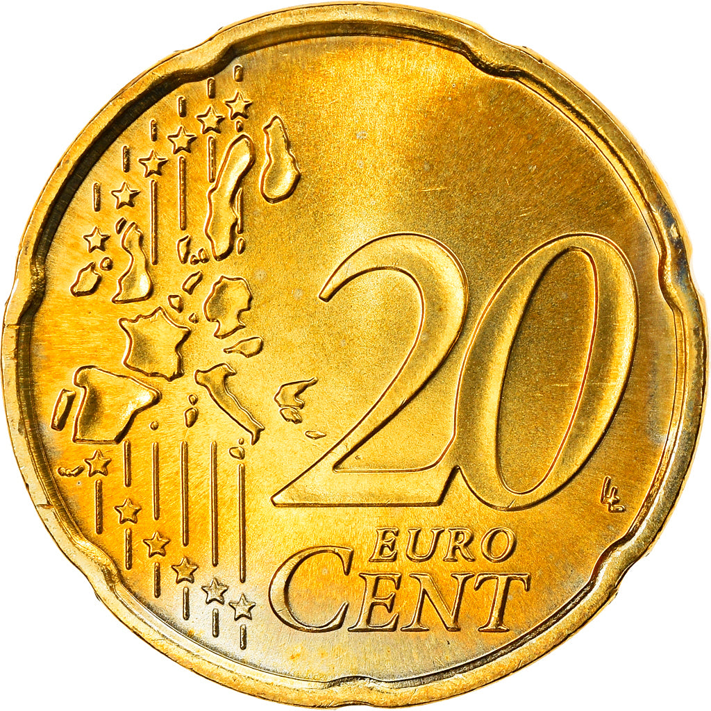 GERMANY - FEDERAL REPUBLIC, 20 Euro Cent, 2006, Stuttgart, MS(63), Brass, KM:211